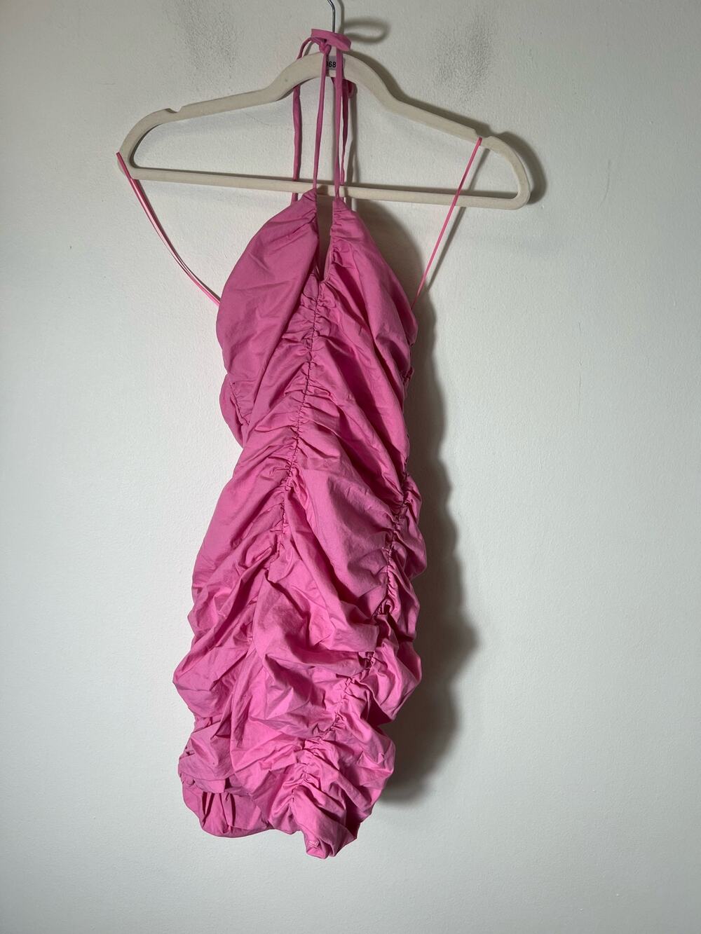 WAYF Pink Ruched Mini Dress Sz XS